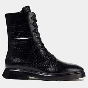 Stuart Weitzman Black Leather Lace Up Ankle Boots Size 41