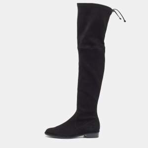 Stuart Weitzman Black Suede Lowland Over The Knee Boots Size 37