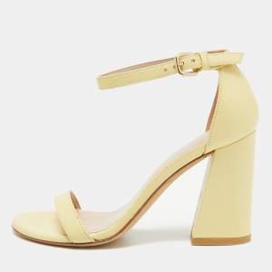 Stuart Weitzman Light Yellow Leather Ankle Strap Sandals Size 36