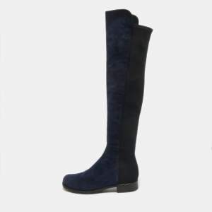 Stuart Weitzman Navy Blue Suede Knee Length Boots Size 38