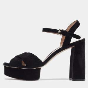 Stuart Weitzman Black Suede Ankle Strap Sandals 41.5