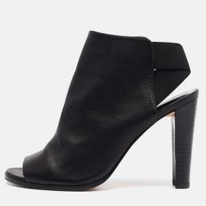 Stuart Weitzman Black Leather Cutout Elastic Booties Size 39
