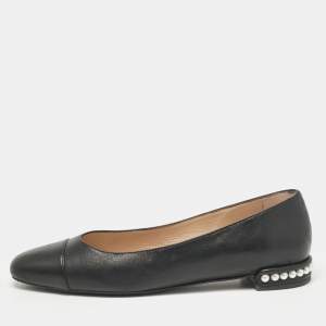 Stuart Weitzman Black Leather Slip On Ballet Flats Size 40