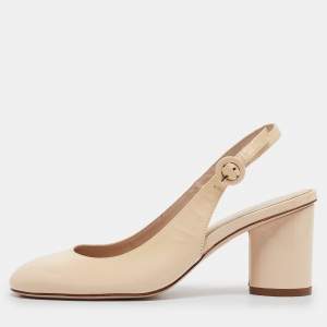Stuart Weitzman Cream Patent Leather Coretta Pumps Size 38
