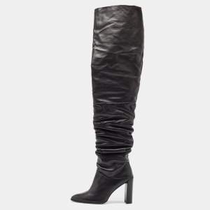 Stuart Weitzman Black Leather Histyle Over The Knee Boots Size 42.5