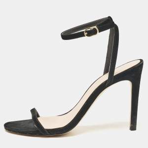 Stuart Weitzman Black Suede Ankle Strap Sandals Size 37.5