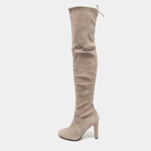 Stuart Weitzman Beige Suede Yuliana 85 Knee Length Boots Size 39