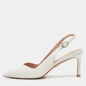 Stuart Weitzman White Leather Edith Slingback Pumps Size 36