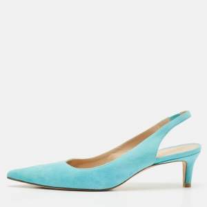 Stuart Weitzman Blue Suede Ryder Slingback Pumps Size 38