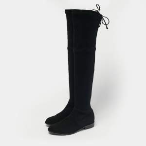Pre Owned Stuart Weitzman Black Suede Lowland Over The Knee Boots Size 36