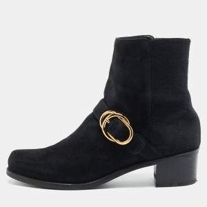 Pre Owned Stuart Weitzman Size 38.5 Black Suede Ankle Length Boots