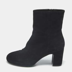 Pre Owned Stuart Weitzman Size 37 Black Suede Ankle Length Boots