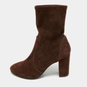 Pre Owned Stuart Weitzman Size 38.5 Brown Suede Ankle Length Boots