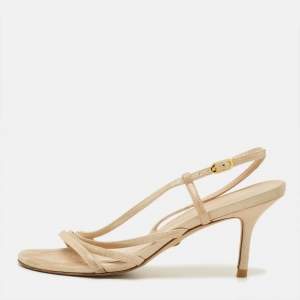 Pre Owned صندل ستيوارت وايتزمان جلد وردي وبي في سي موندرين غلام مقاس 39