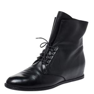 Stuart Weitzman Black Leather McKenzee Ankle Boots Size 38.5