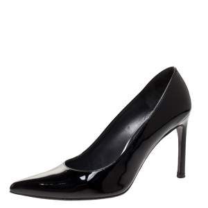 Stuart Weitzman Black Patent Leather Heist Pointed Toe Pumps Size 40