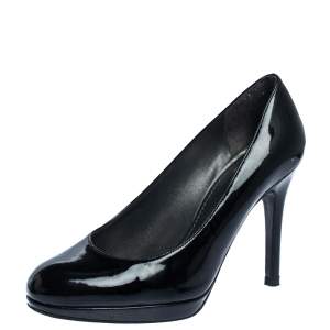  Stuart Weitzman Black Patent 'The Blog' Platform Pumps Size 36