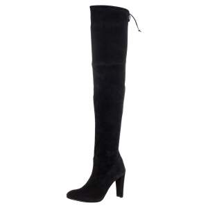 Stuart Weitzman Black Suede Highland Over The Knee Boots Size 40