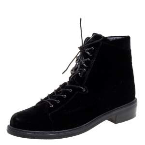 Stuart Weitzman Black Velvet Ankle Boots Size 39.5