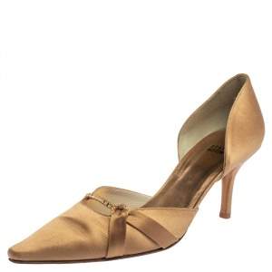 Stuart Weitzman Beige Satin  Pointed Toe Pumps Size 40