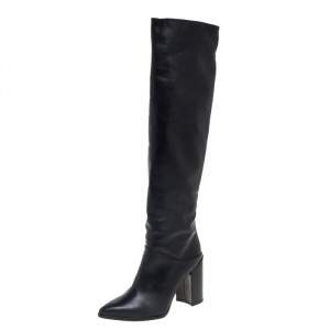 Stuart Weitzman Black Leather Knee Length Boots Size 38
