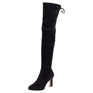 Stuart Weitzman Black Suede Ledyland Over-The-Knee Boots Size 35.5