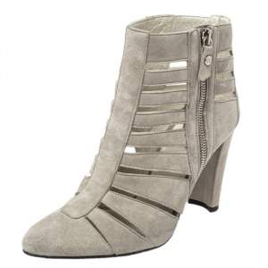 Stuart Weitzman Grey Suede Caged Ankle Boots Size 36