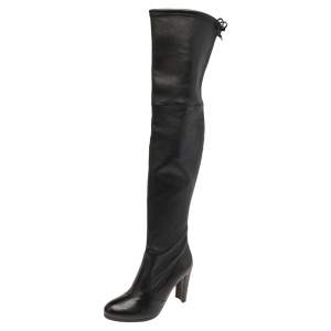Stuart Weitzman Black Leather Over The Knee Length Boots Size 36.5