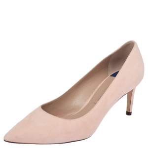 Stuart Weitzman Light Peach Suede Pointed Toe Pumps Size 36
