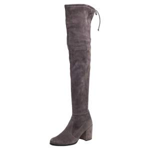 Stuart Weitzman Grey Suede Over The Knee Boots Size 38.5