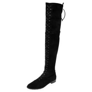 Stuart Weitzman Black  Suede Urban Over-The-Knee Boots Size 42