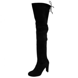 Stuart Weitzman Black Suede Highland Over The Knee Boots Size 38
