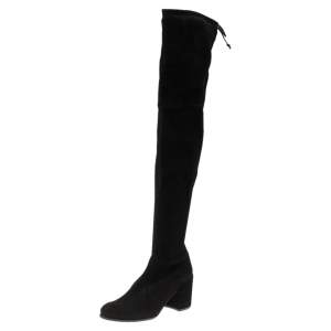 Stuart Weitzman Black Suede Lowland Over The Knee Boots Size 38