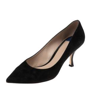 Stuart Weitzman Black Suede Leigh Pointed Toe Pumps Size 41