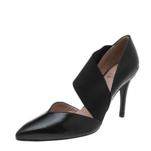 Stuart Weitzman Black Leather D'Orsay Pumps Size 37