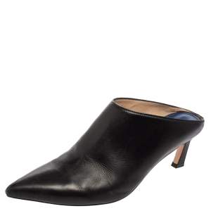 Stuart Weitzman Black Leather Lulah Mule Sandals Size 41