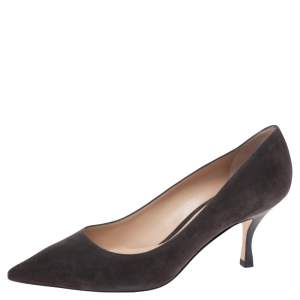 Stuart Weitzman Dark Grey Suede Leigh Pointed Toe Pumps Size 39