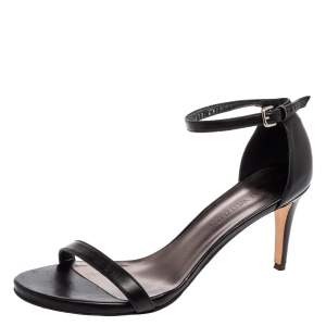 Stuart Weitzman Black Leather Nudist  Ankle Strap Sandals Size 41