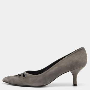 Stuart Weitzman Grey Suede Cut-Out Pointed Toe Pumps Size 41