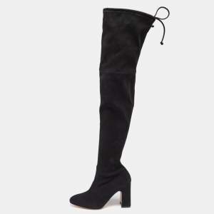Stuart Weitzman Black  Suede Hiline Over-The-Knee Boots Size 37
