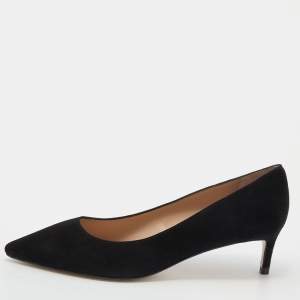 Stuart Weitzman Black Suede Anny Pointed Toe Pumps Size 37.5
