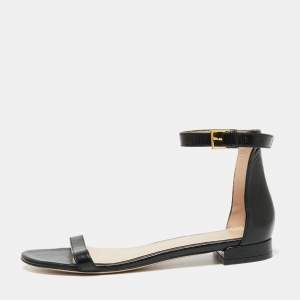 Stuart Weitzman Black Leather NudistJune Ankle Strap Sandals Size 39.5