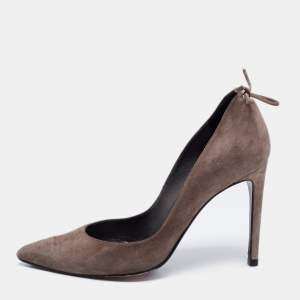 Stuart Weitzman Grey Suede Peekabow Pumps Size 38