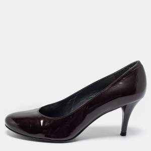 Stuart Weitzman Burgundy Patent Leather Moody Round Toe Pumps Size 37
