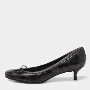 Stuart Weitzman Black Embossed Leather Bow Pumps Size 41