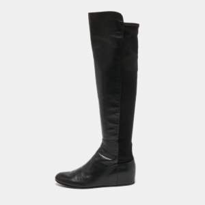Stuart Weitzman Black Leather Knee Length Boots Size 38.5