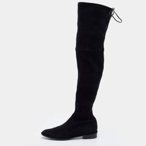 Stuart Weitzman Black Suede Lowland Over The Knee Boots Size 38.5