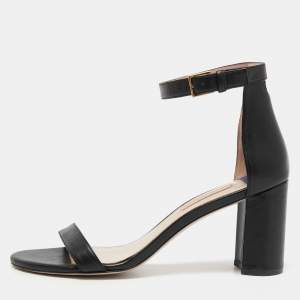 Stuart Weitzman Black Leather Bambina Ankle Strap Sandals Size 41