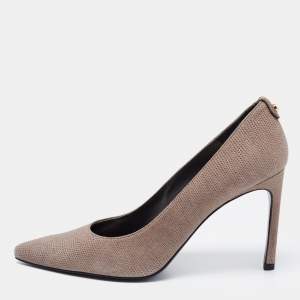 Stuart Weitzman Grey Textured Suede Pointed Toe Pumps Size 40