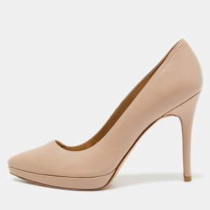 Stuart Weitzman Beige Leather Pointed Toe Pumps Size 40